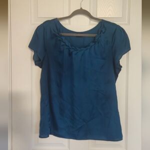 Blue Women's XL Short Sleeve Blouse Top Worthington